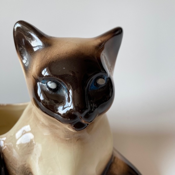 Vintage CERAMIC SIAMESE CAT Figural Indoor Planter - Picture 7 of 9